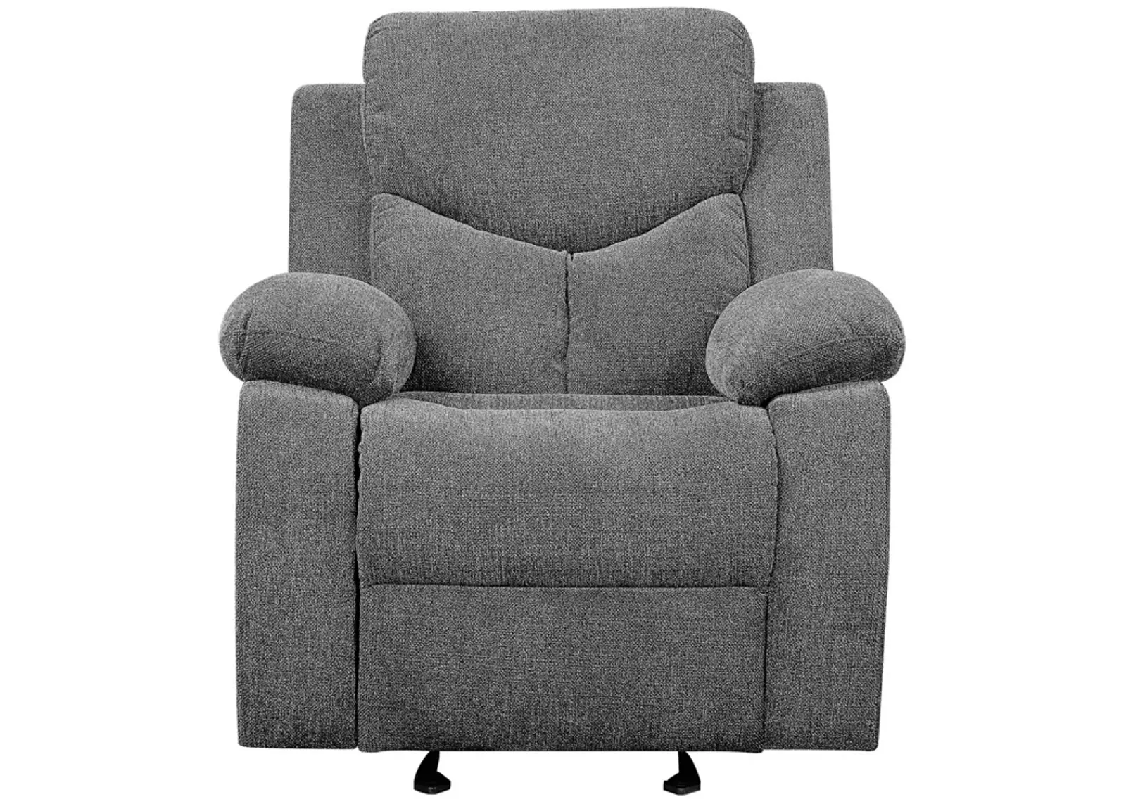 Fabric Upholstered Glider Recliner Chair with Pillow Top Armrest, Gray-Benzara