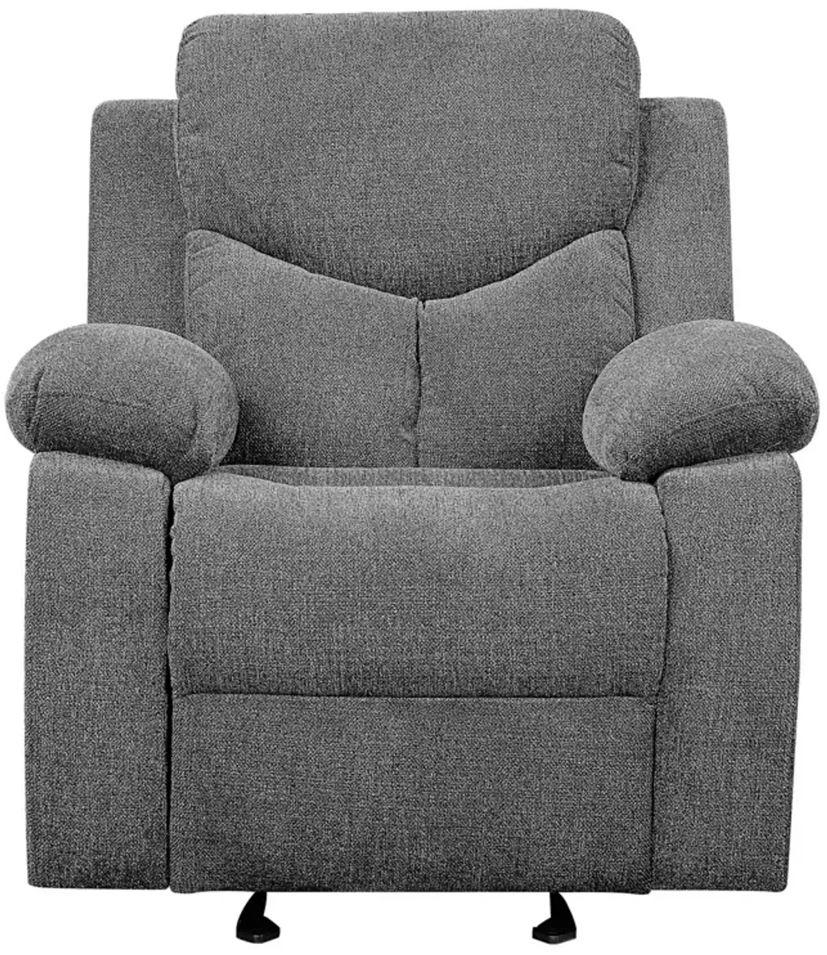 Fabric Upholstered Glider Recliner Chair with Pillow Top Armrest, Gray-Benzara