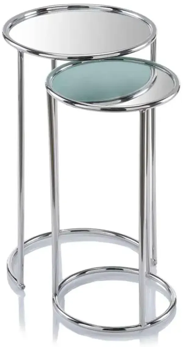 Polished Aluminum Mirrored Round Side Table – Luxe Accent for Bedroom or Lounge