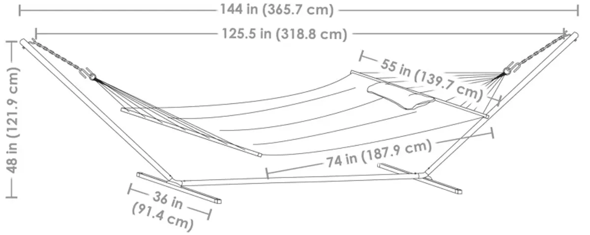 Sunnydaze 2-Person Quilted Fabric Hammock with Steel Stand