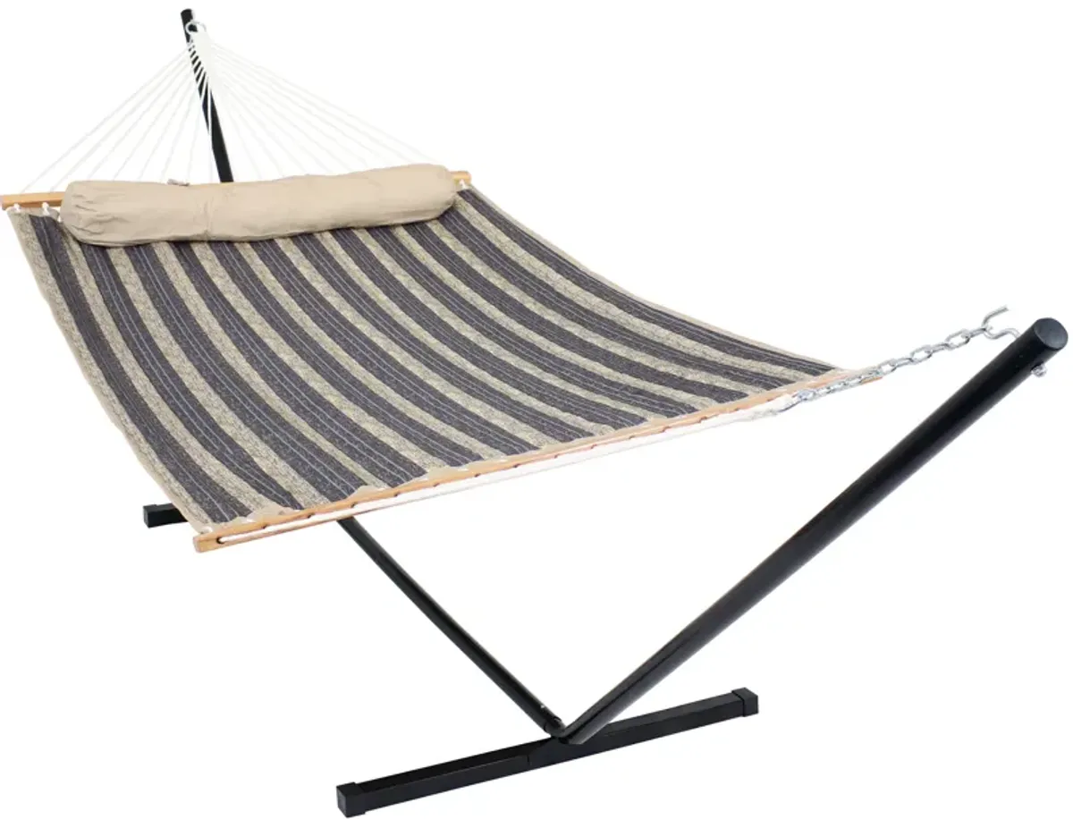 Sunnydaze 2-Person Quilted Fabric Hammock with Steel Stand