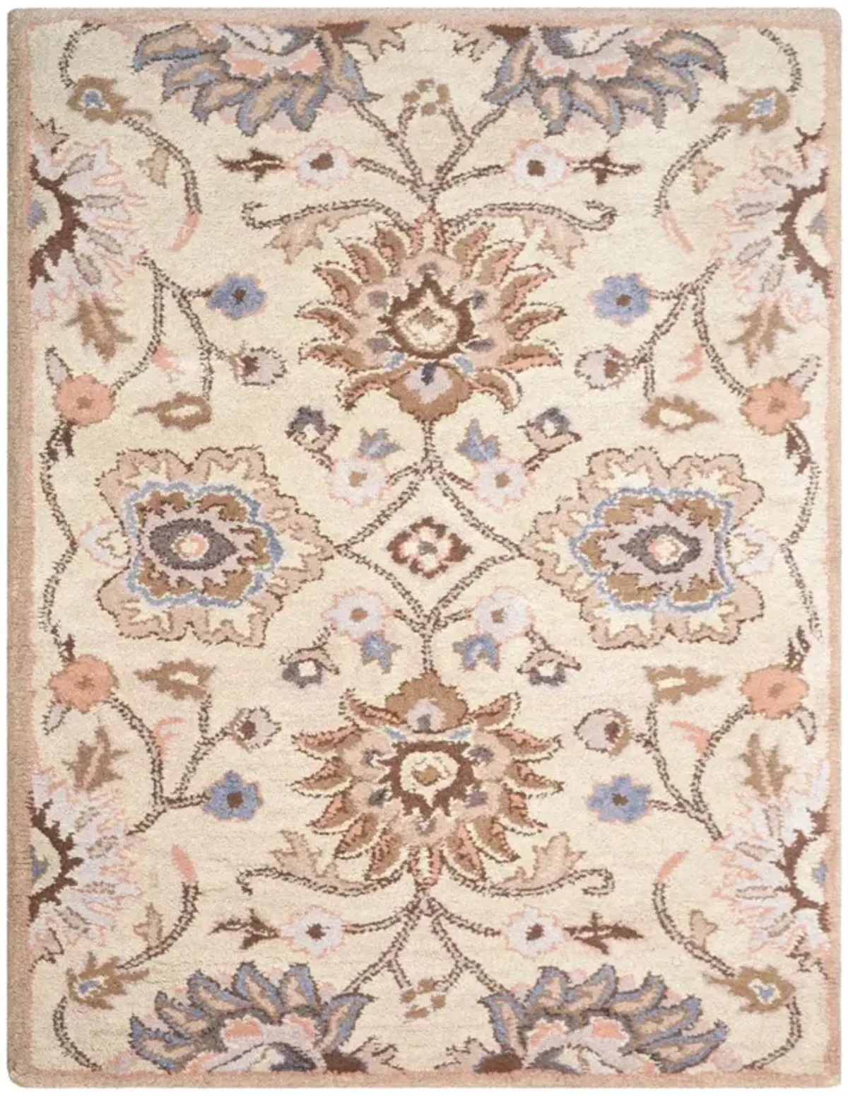 RUGSOTIC CARPETS HAND TUFTED WOOL ECO-FRIENDLY AREA RUGS  - 8'x11', Rectangle Shape, Cream, Floral Modern Design, High Pile Thick Handmade Anti Skid Area Rugs for Living Room, Bed Room (K00714)