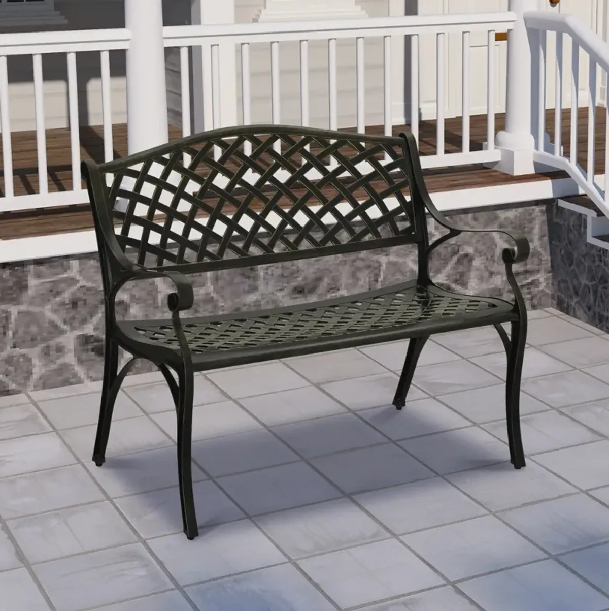 MONDAWE Patio Bench Bronze Aluminum Garden Bench in Antique Bronze