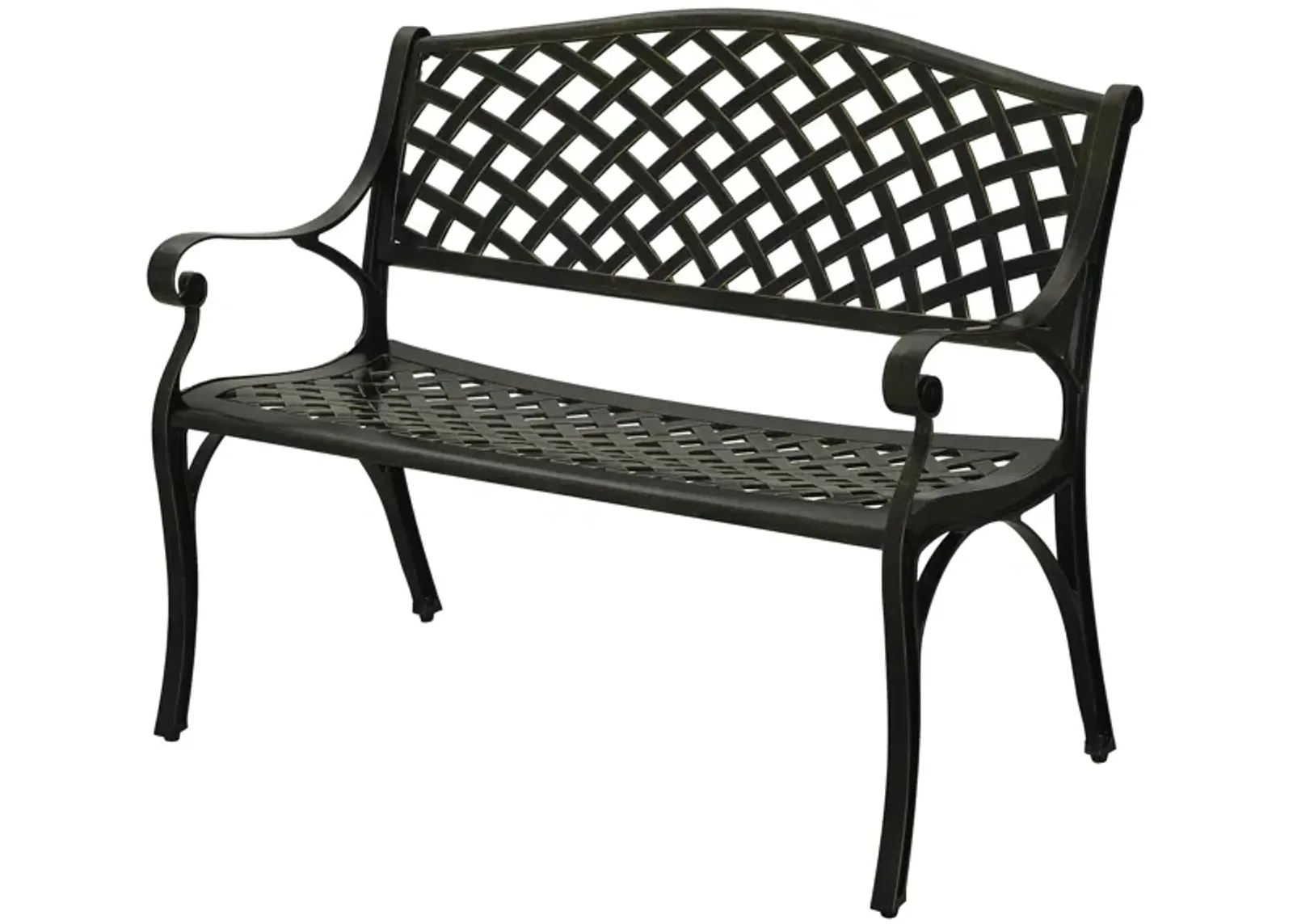 MONDAWE Patio Bench Bronze Aluminum Garden Bench in Antique Bronze