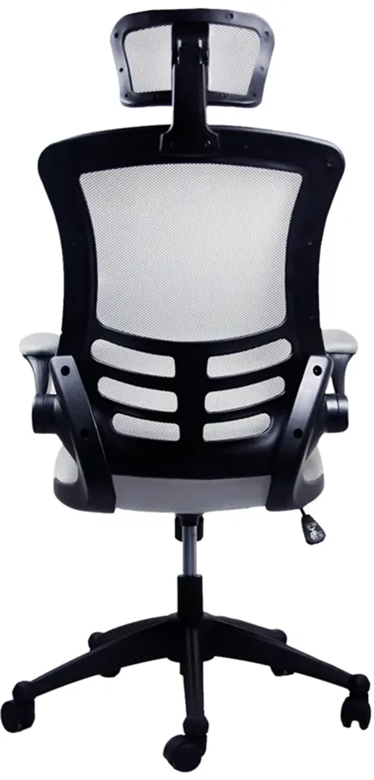 Modern High-Back Mesh Executive Office Chair With Headrest And Flip-Up Arms, Silver Grey