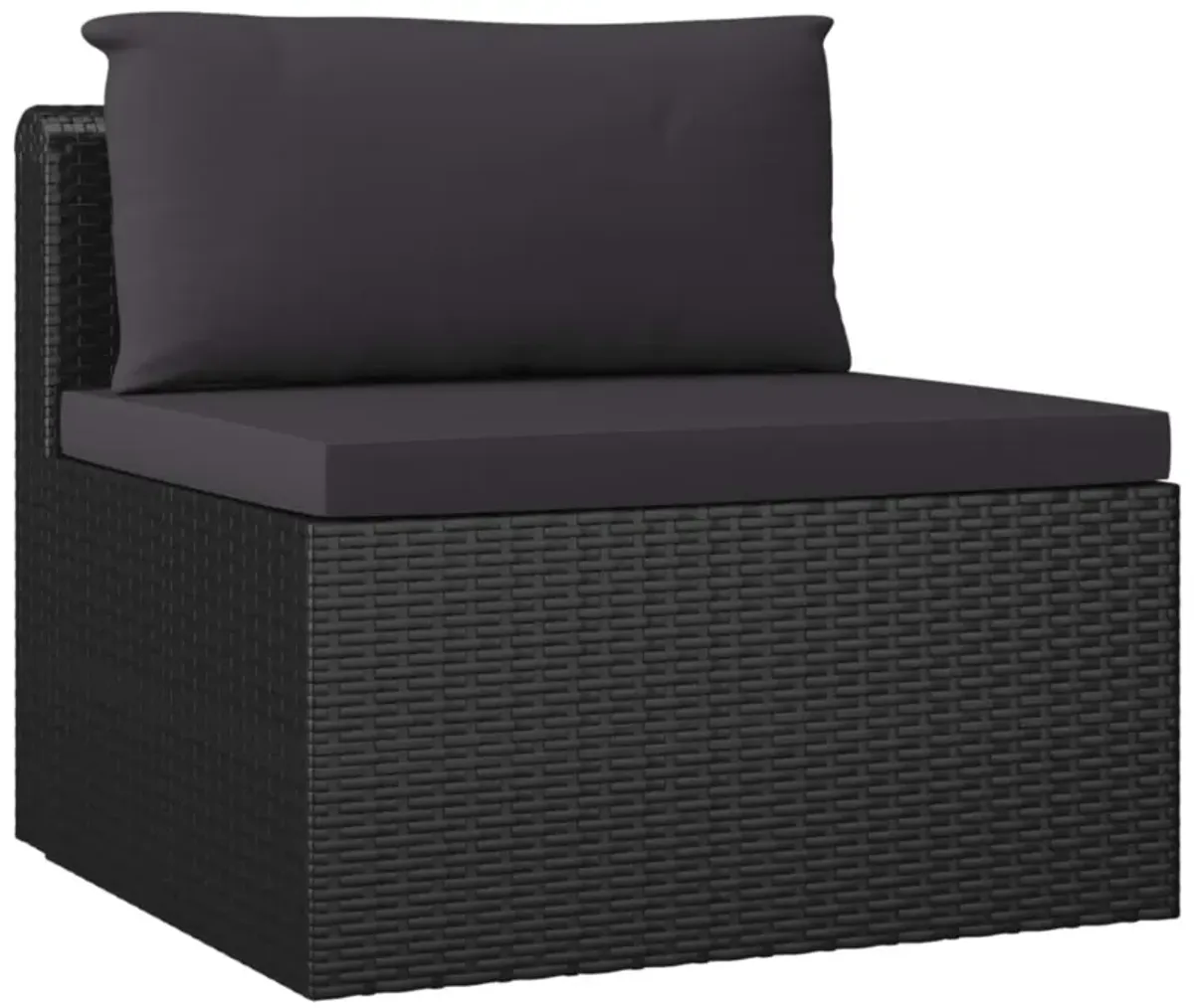 vidaXL 7 Piece Garden Lounge Set with Cushions Poly Rattan Black