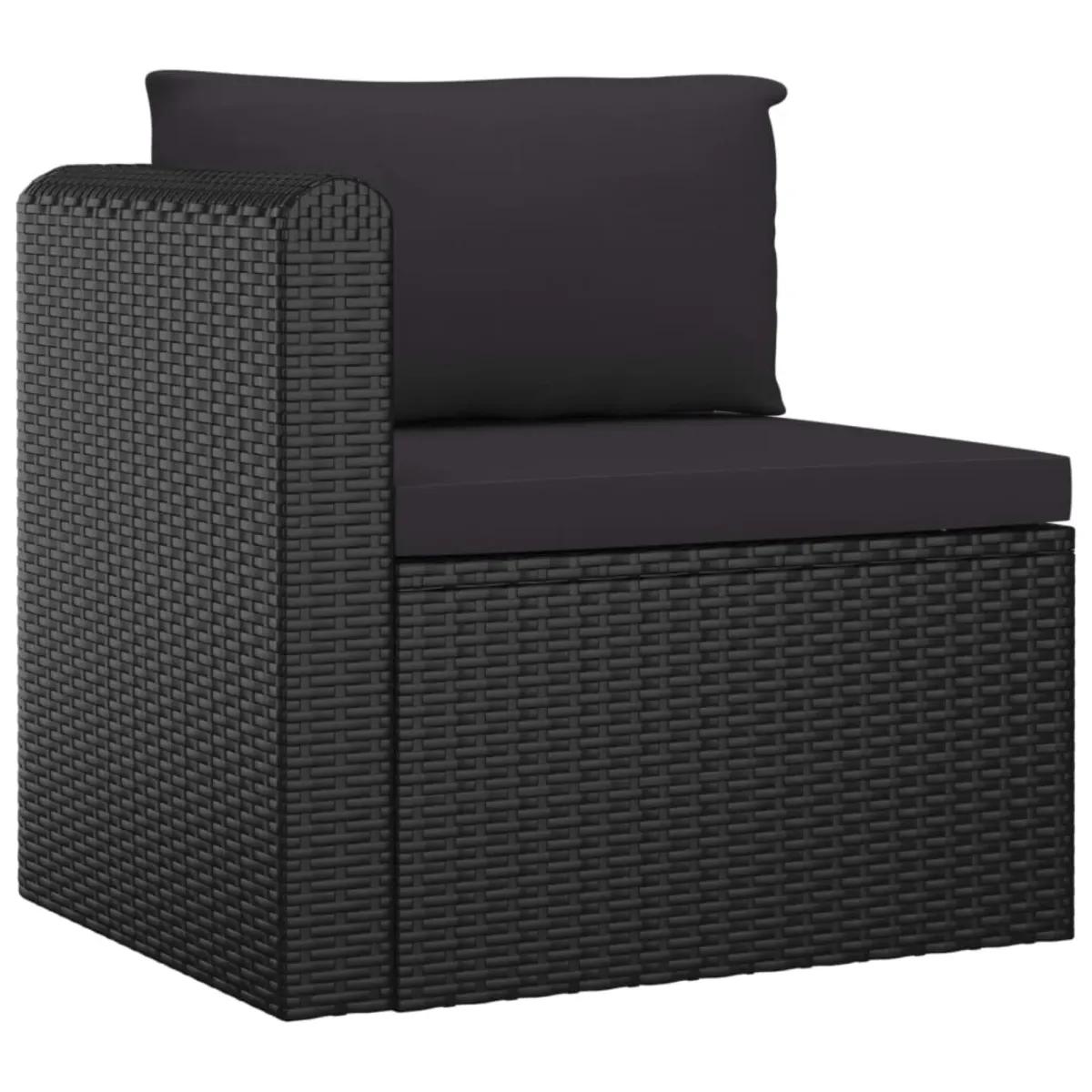vidaXL 7 Piece Garden Lounge Set with Cushions Poly Rattan Black