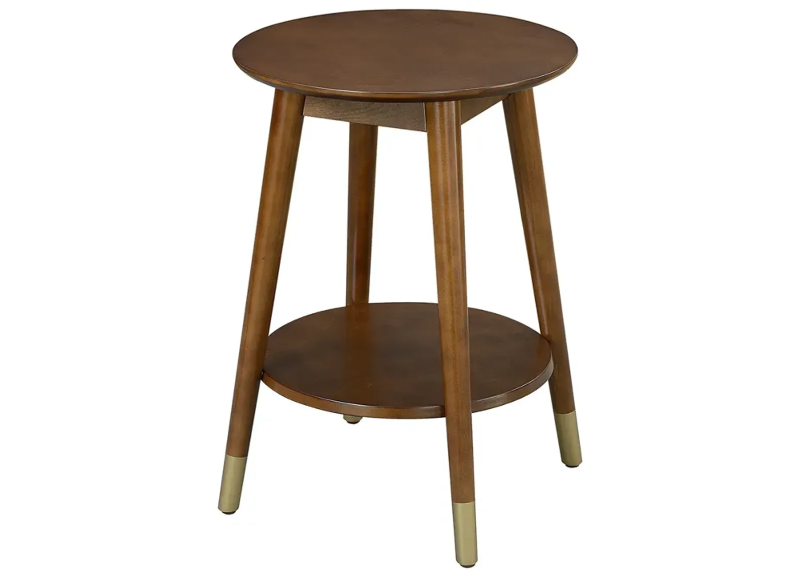 Convenience Concepts 7103050ES Wilson Mid Century Round End Table with Bottom Shelf, Espresso, 18 in x 18 in x 24 in (D x W x H)