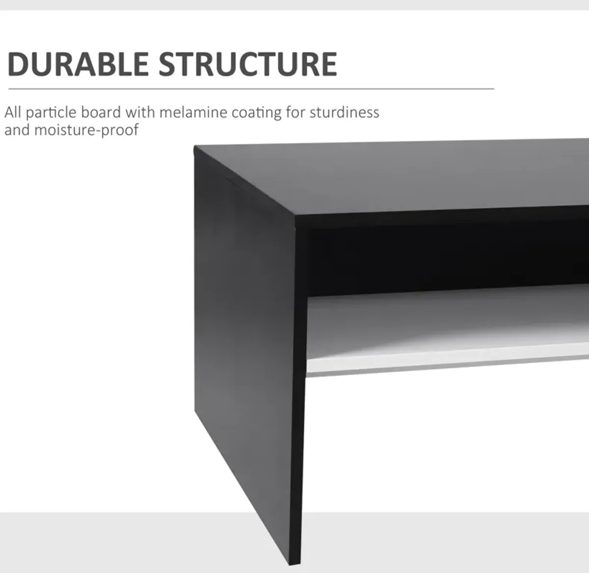 Sleek Living Room Centerpiece: Black/White 2-Tier Coffee Table with Storage