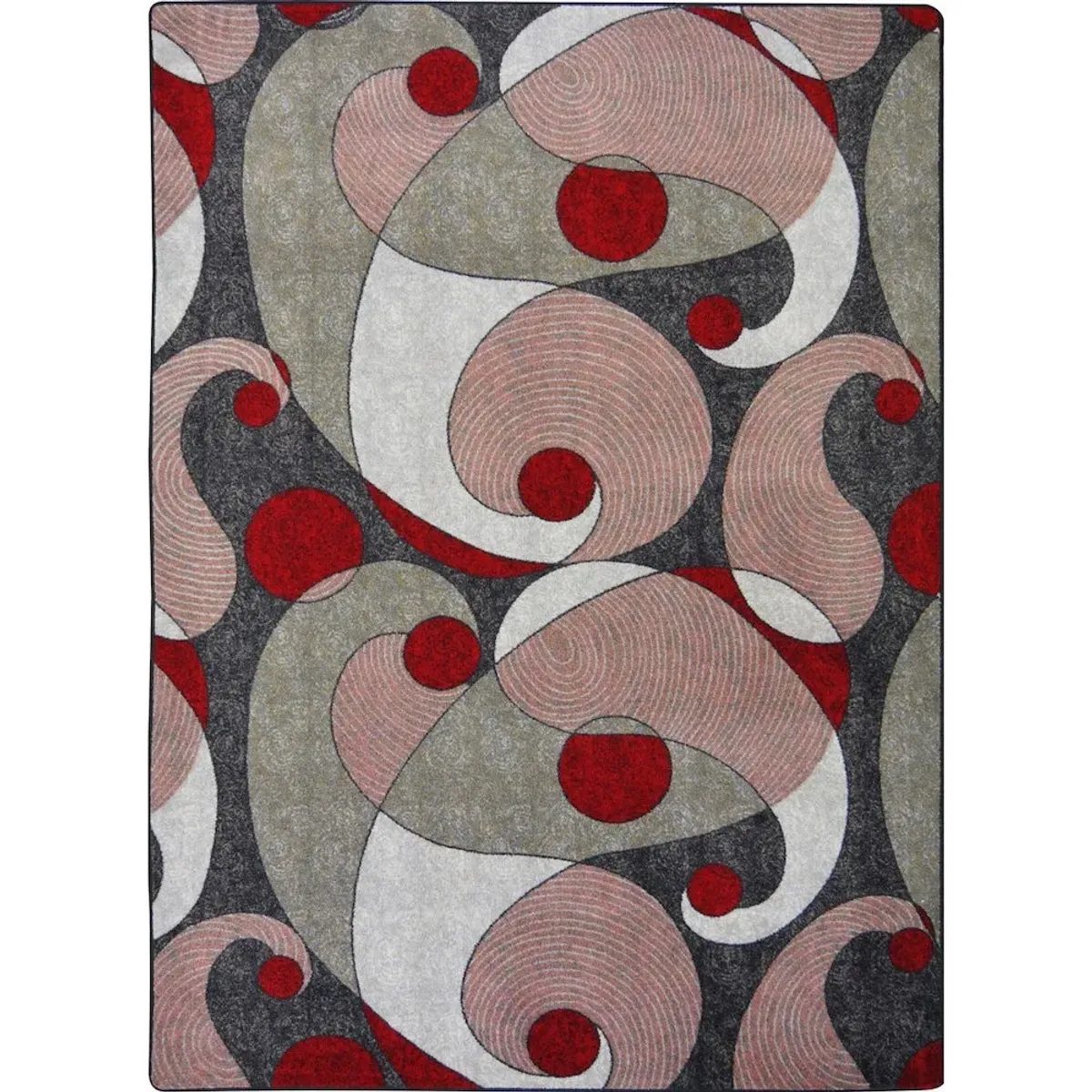 Joy Carpets Kid Essentials Jazzy 5'4 x 7'8 Area Rug in Color Red/Gray