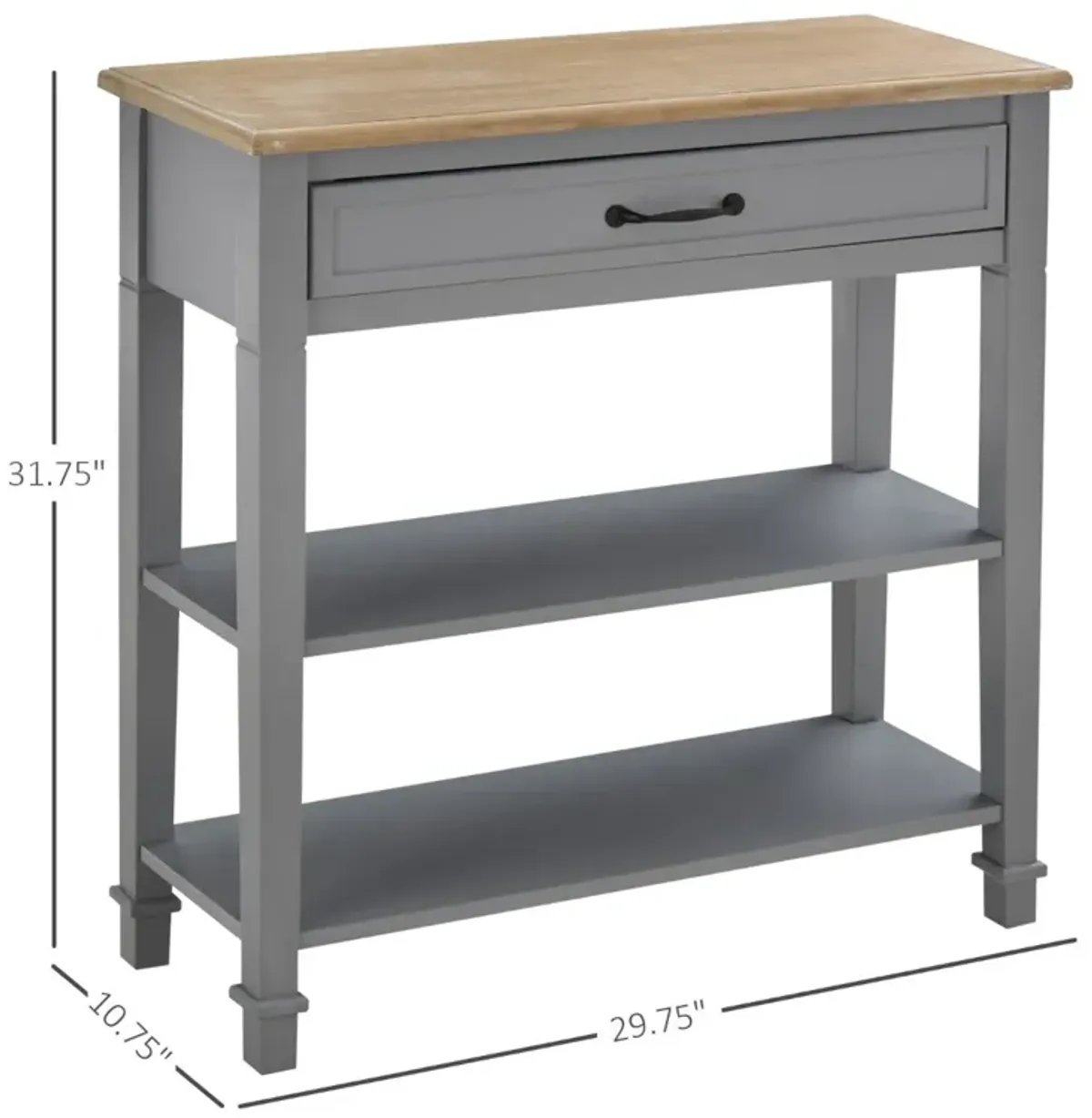 Grey Vintage Hallway: Retro-Styled Console Table with Large Storage