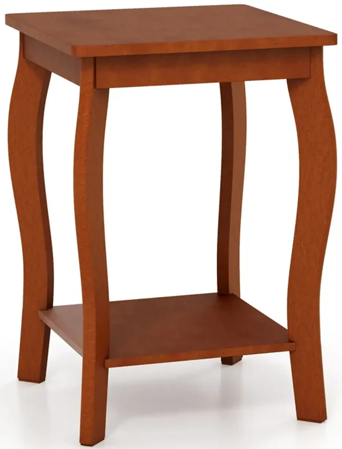 15 Inch 2-Tier Square End Table with Storage Shelf - Walnut