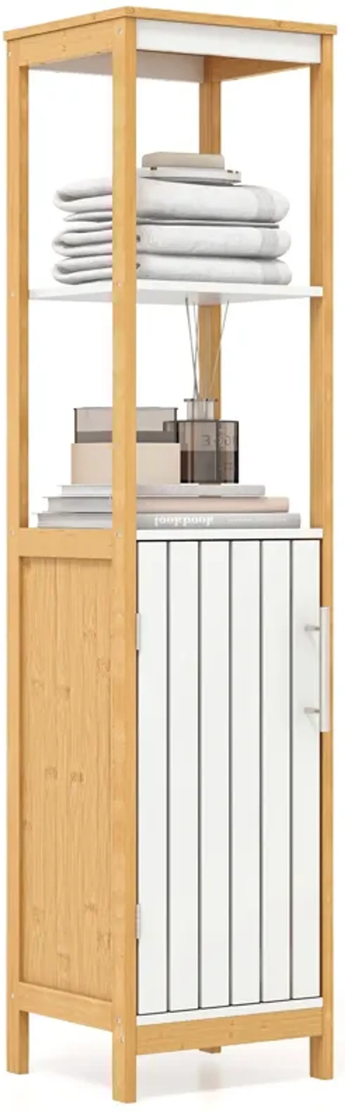 Bathroom Floor Cabinet with Door Shelves Adjustable Shelf