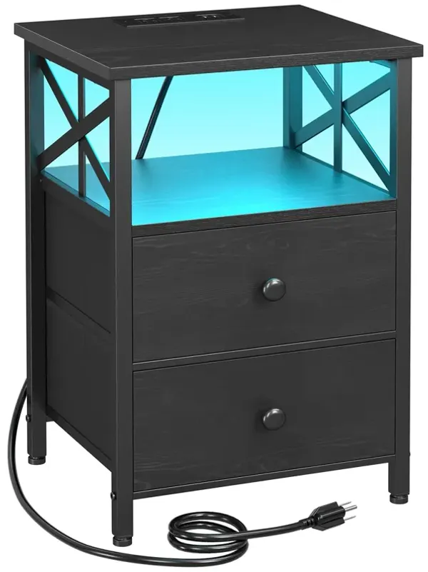 AMHANCIBLE Nightstand with Fast Charging Station, End Tables Living Room with USB Charger 3-Port & 2-Power Outlet, Bedside Table