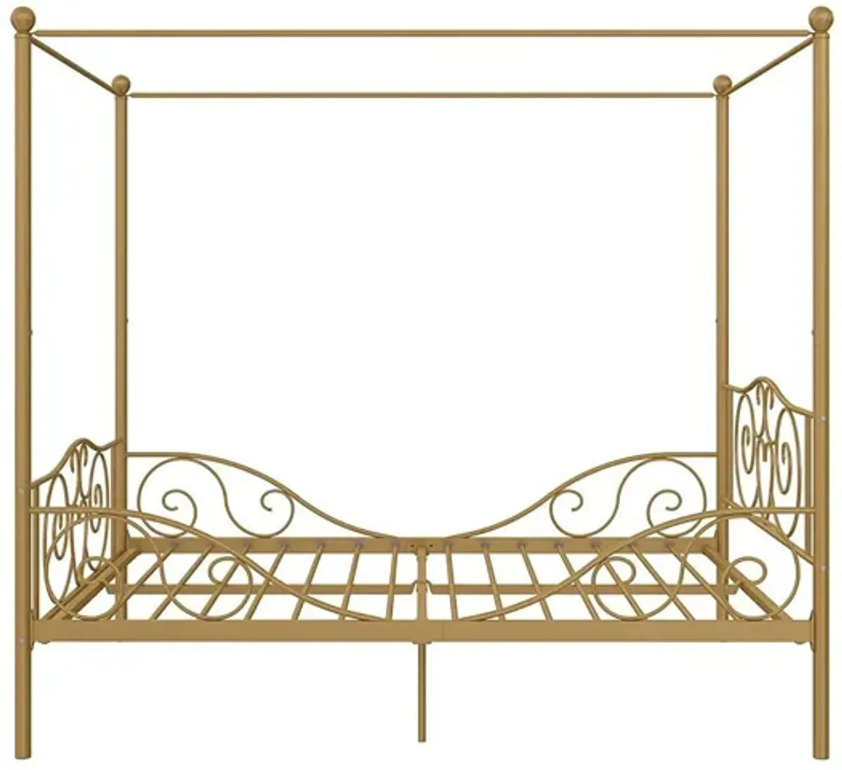 Full size Heavy Duty Metal Canopy Bed Frame in Gold Finish