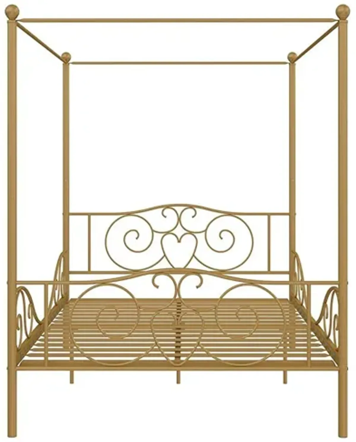 Full size Heavy Duty Metal Canopy Bed Frame in Gold Finish