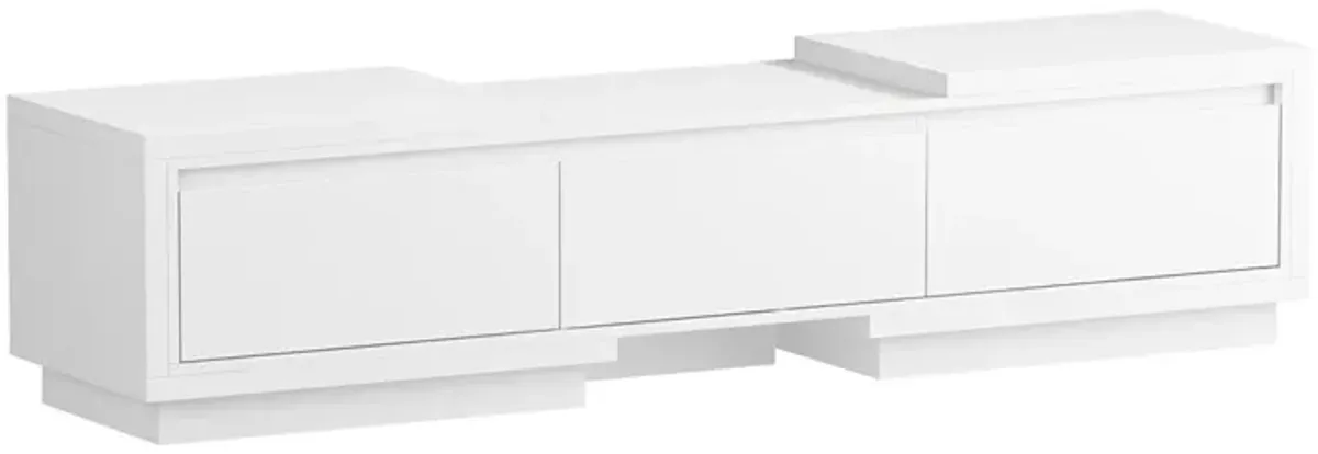 Extendable TV Stand Entertainment Center White Wood Media Console Fits 120 in. With Drawers 65.4-106.3 in. W