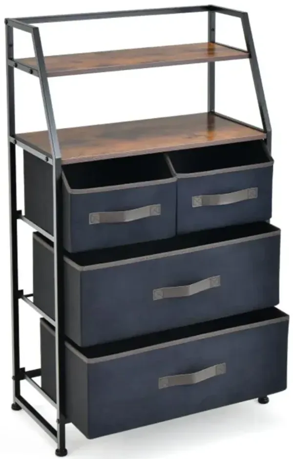 Hivvago 4-Drawer Free Standing Storage Dresser with 2 Open Shelves