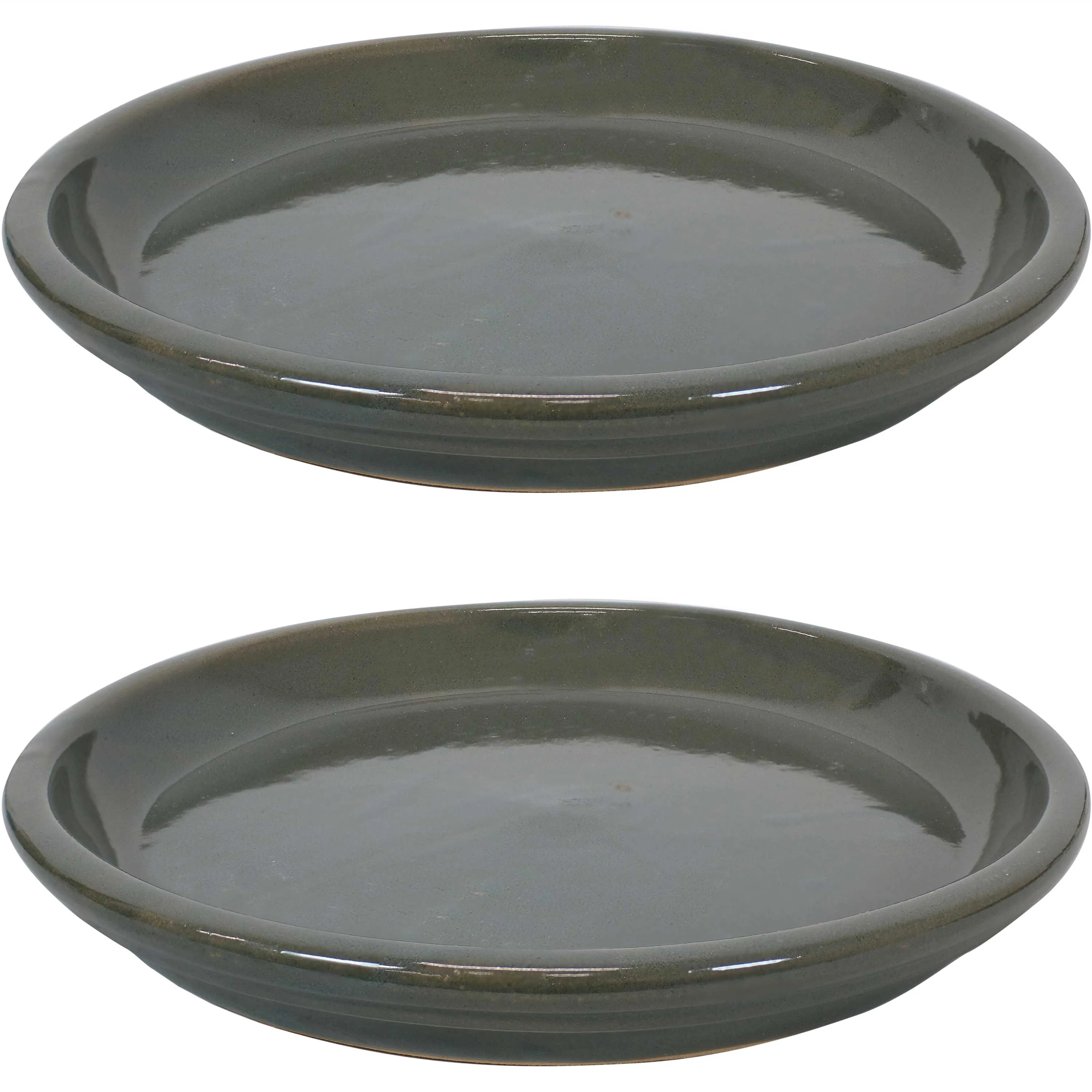 Sunnydaze Glazed Ceramic Flower Pot/Plant Saucer - Set of 2