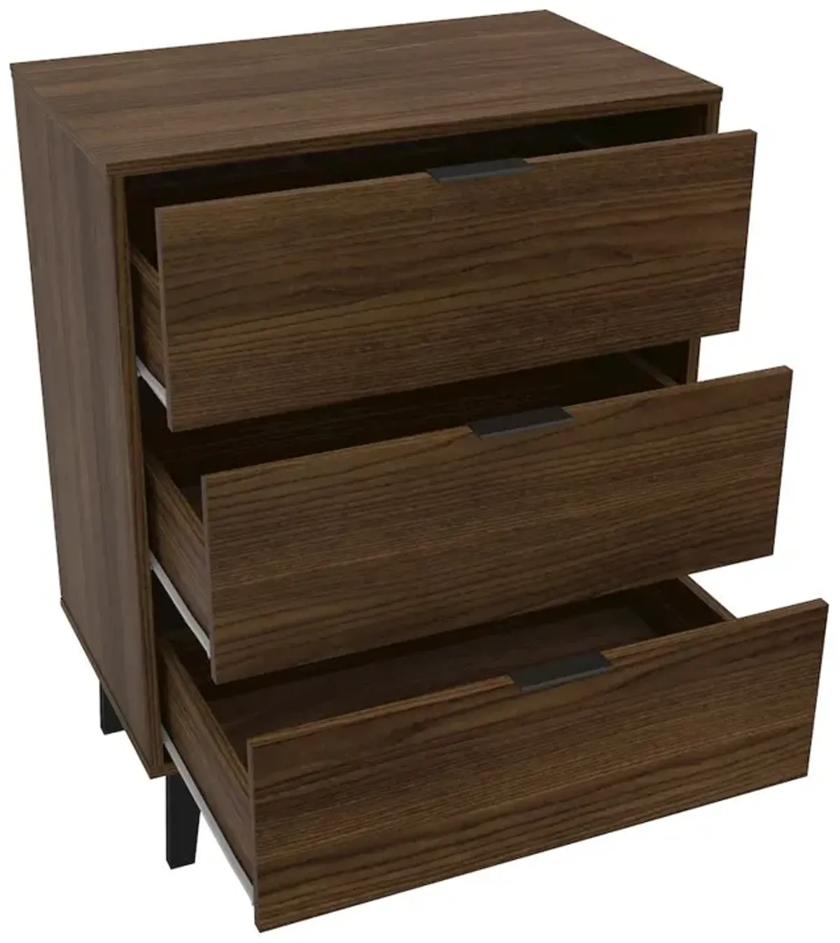 Polifurniture Victoria Modern 3 Drawer Dresser, Walnut