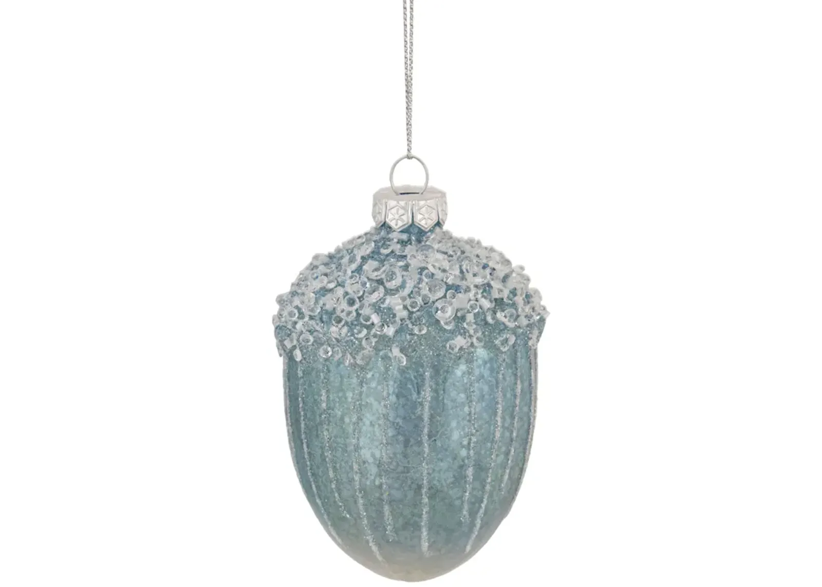 4.5" Blue Glittered Mercury Glass Pine Cone Christmas Ornament