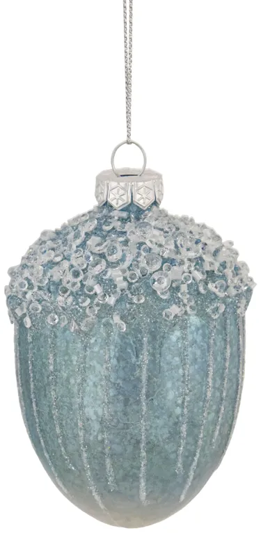 4.5" Blue Glittered Mercury Glass Pine Cone Christmas Ornament