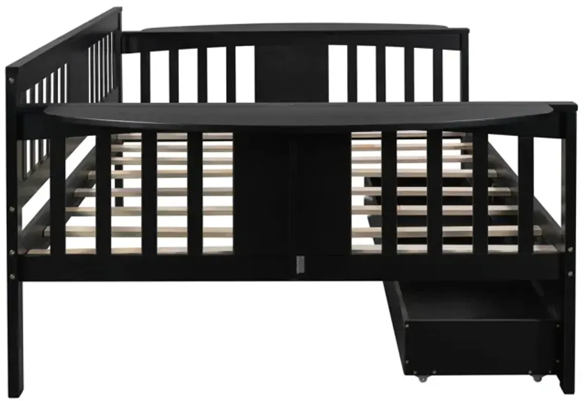 Full Size Daybed With Two Drawers, Wood Slat Support