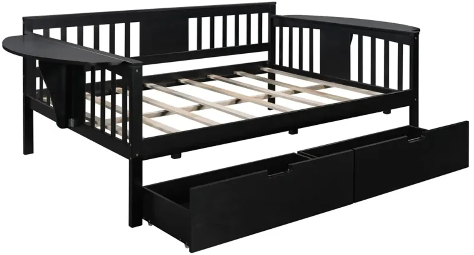 Full Size Daybed With Two Drawers, Wood Slat Support