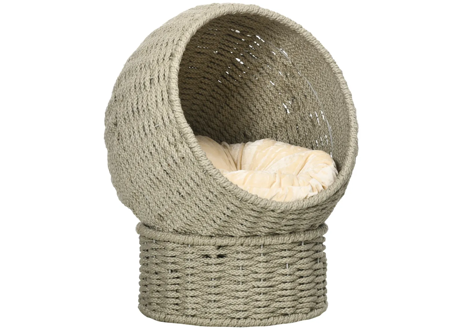 Light Gray Cat Furniture: Elevated Basket Bed with Cushion & Stand