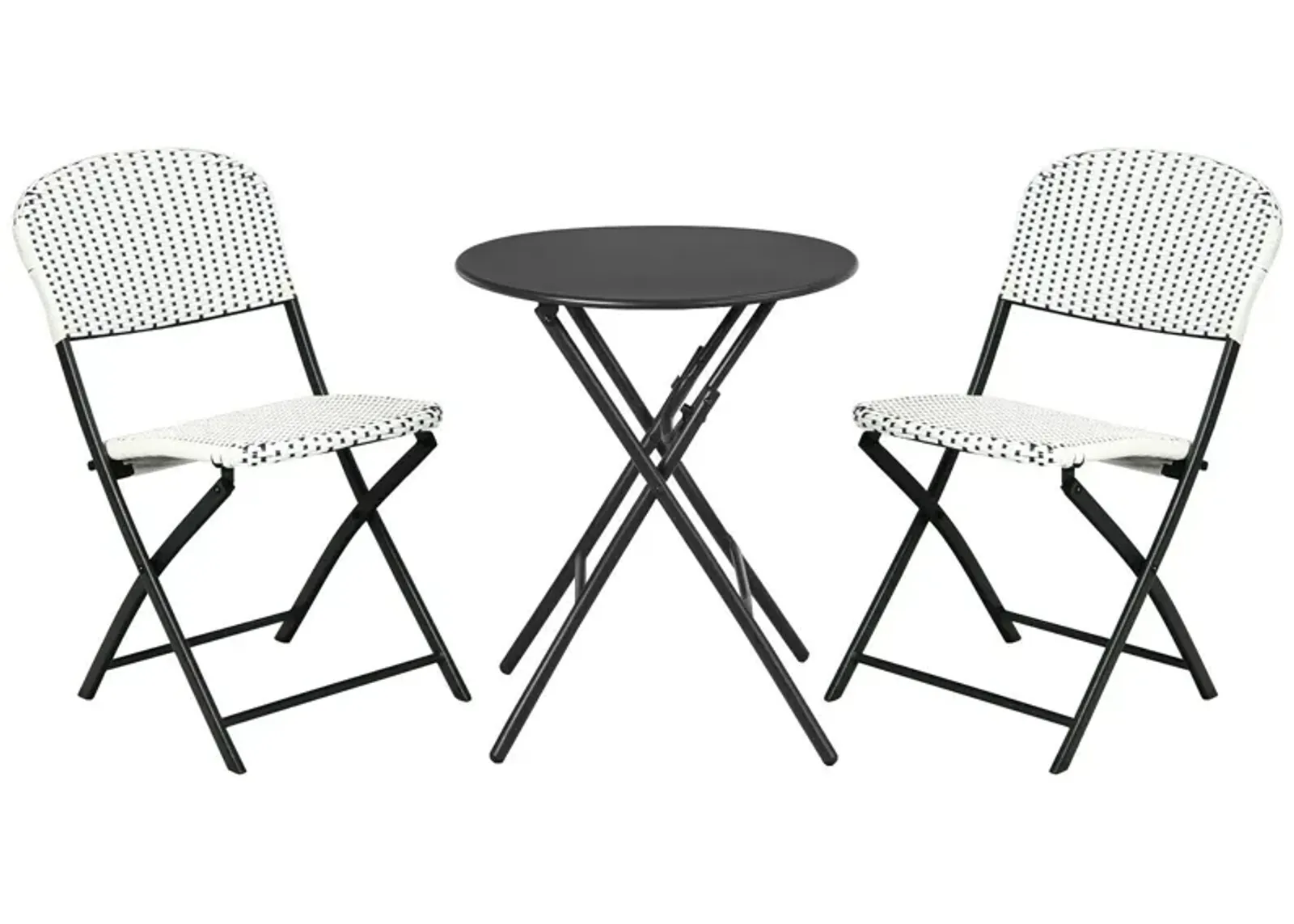 3 Pieces Patio Rattan Bistro Set with Round Dining Table and 2 Chairs