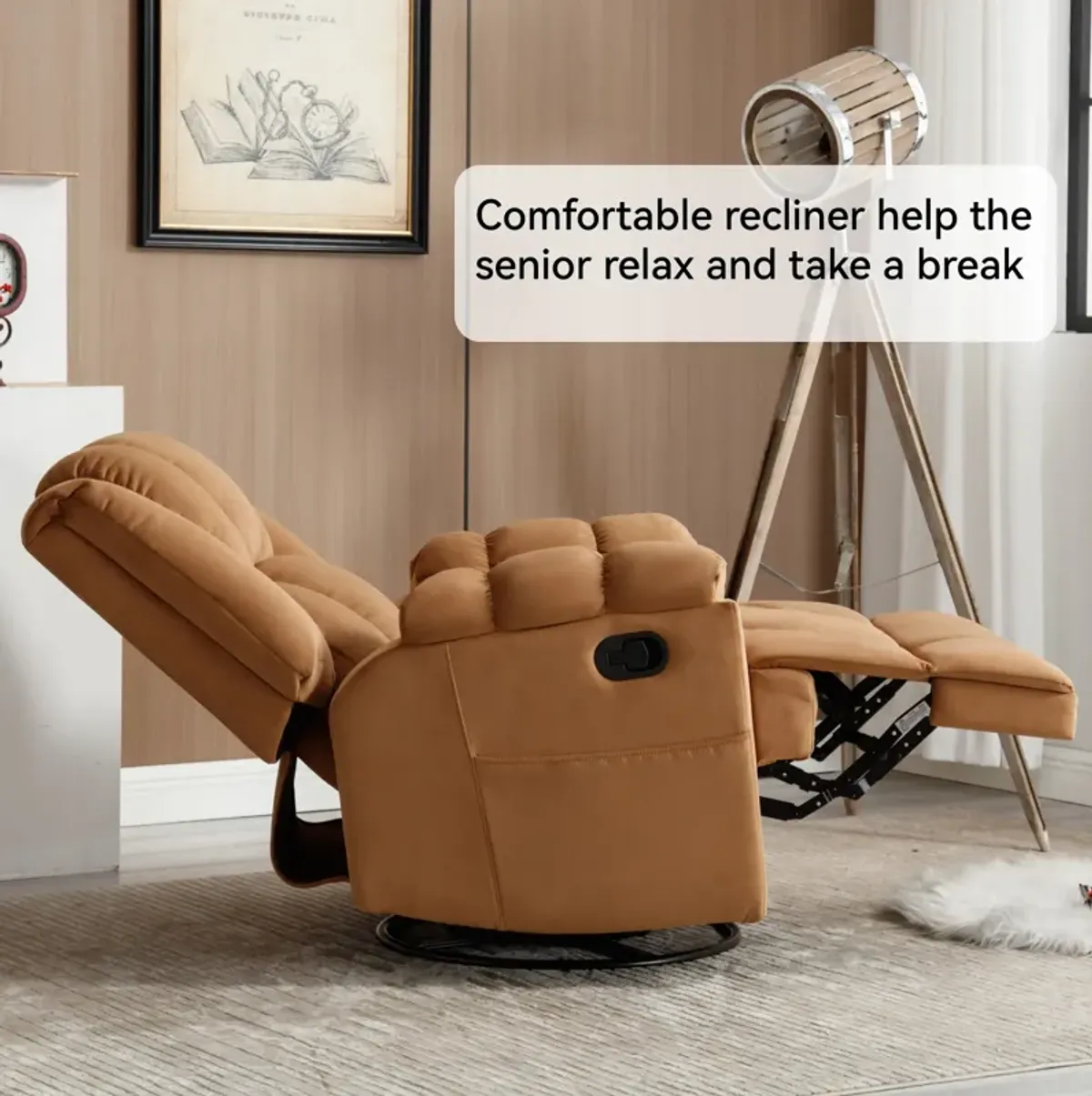 Merax Manual Recliner Chair Swivel  Rocking Chair