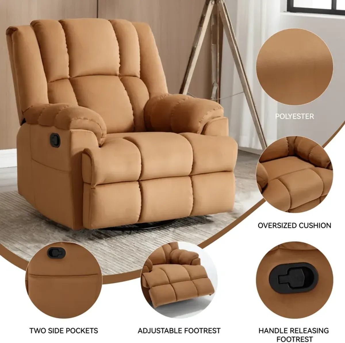 Merax Manual Recliner Chair Swivel  Rocking Chair