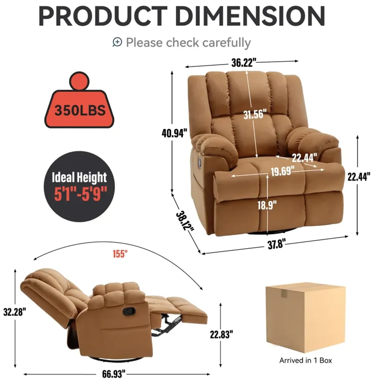 Merax Manual Recliner Chair Swivel  Rocking Chair