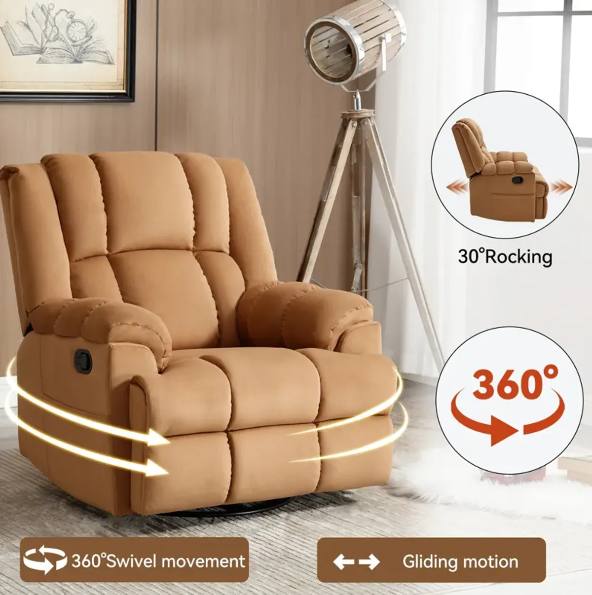 Merax Manual Recliner Chair Swivel  Rocking Chair