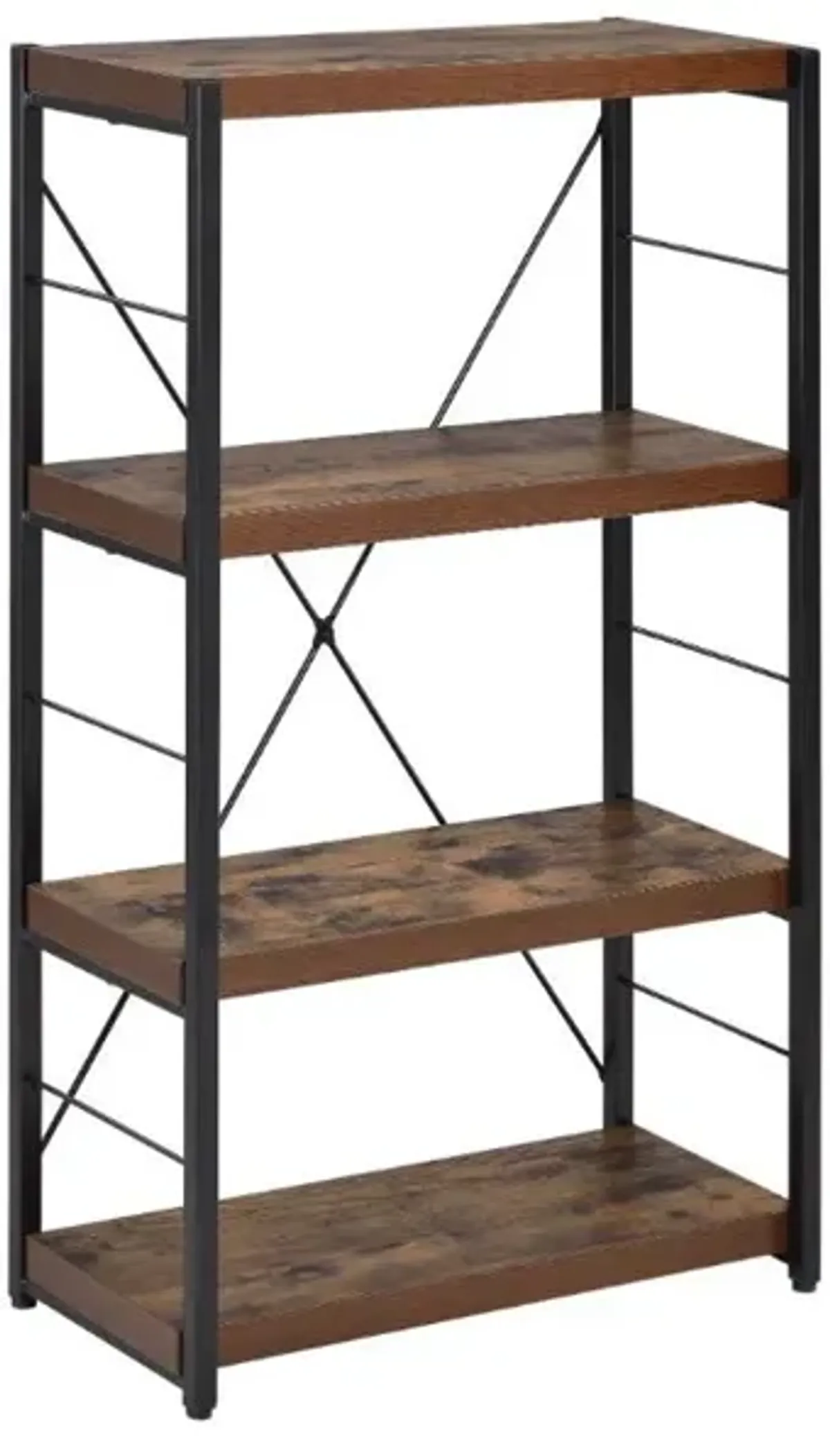 Homezia Industrial Rustic Dark Weathered Oak Finish Bookcase