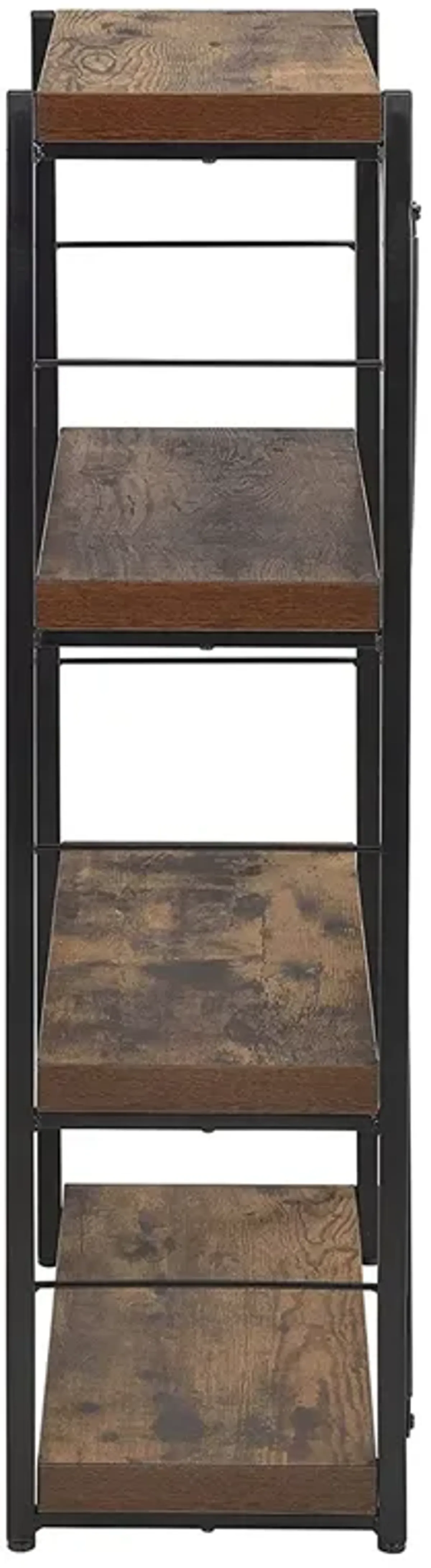 Homezia Industrial Rustic Dark Weathered Oak Finish Bookcase