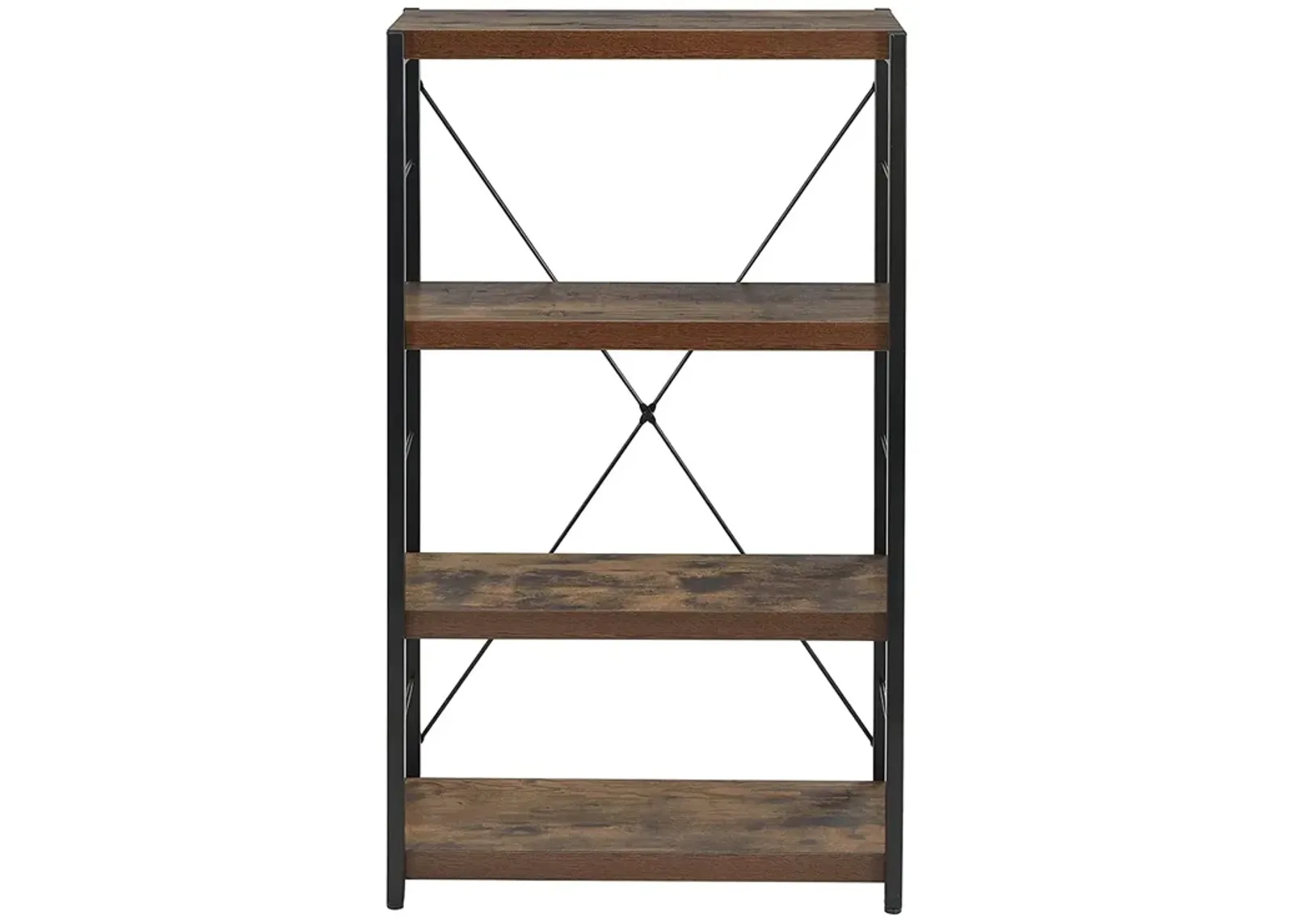 Homezia Industrial Rustic Dark Weathered Oak Finish Bookcase