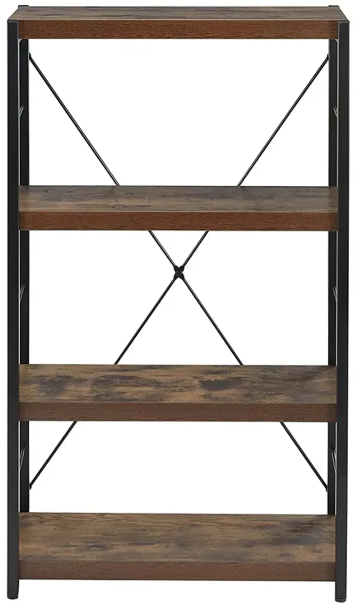 Homezia Industrial Rustic Dark Weathered Oak Finish Bookcase