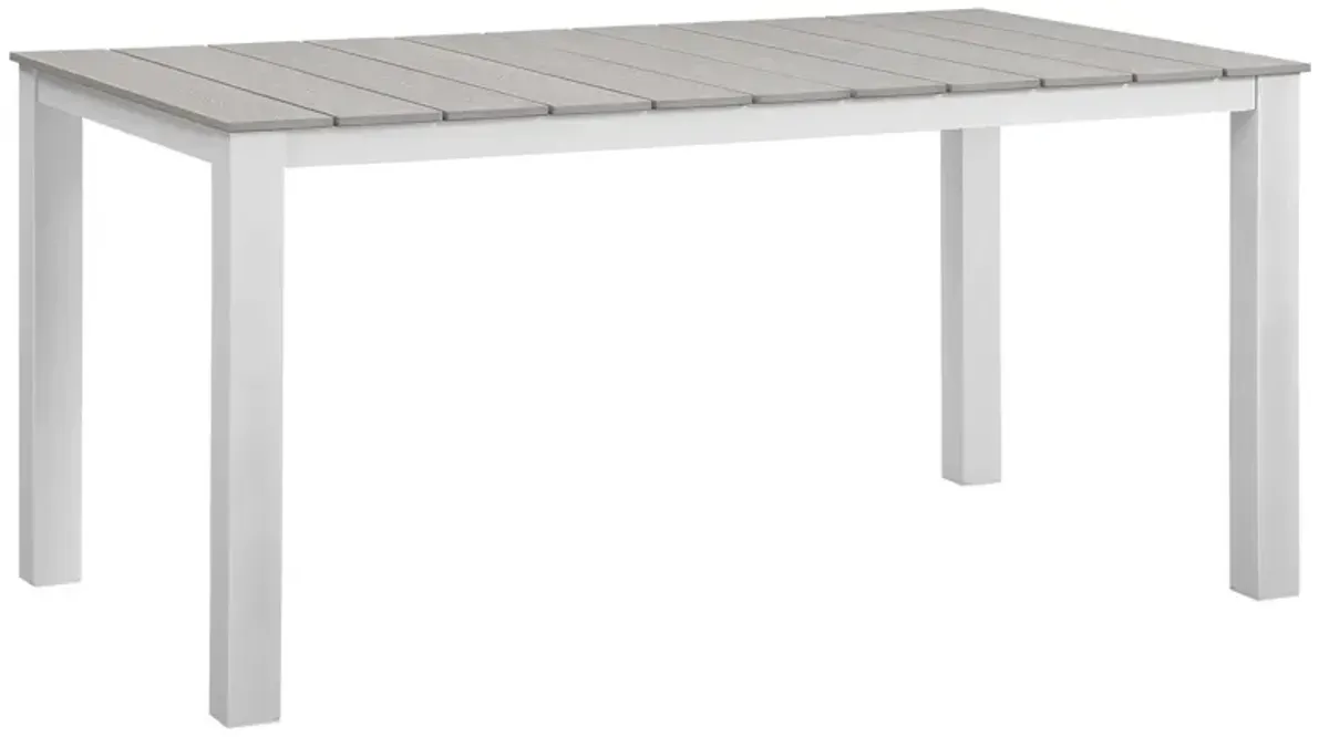 Modway - Maine 63" Outdoor Patio Dining Table White Light Gray