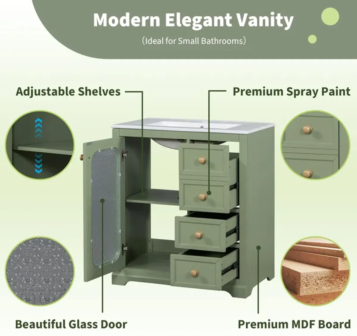 Merax Bathroom Vanity Cabinet with A Glass Door