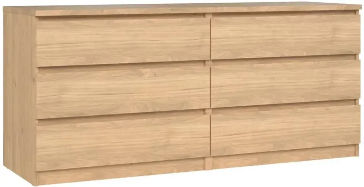 Tvilum Scottsdale 6 Drawer Double Dresser, Jackson Hickory