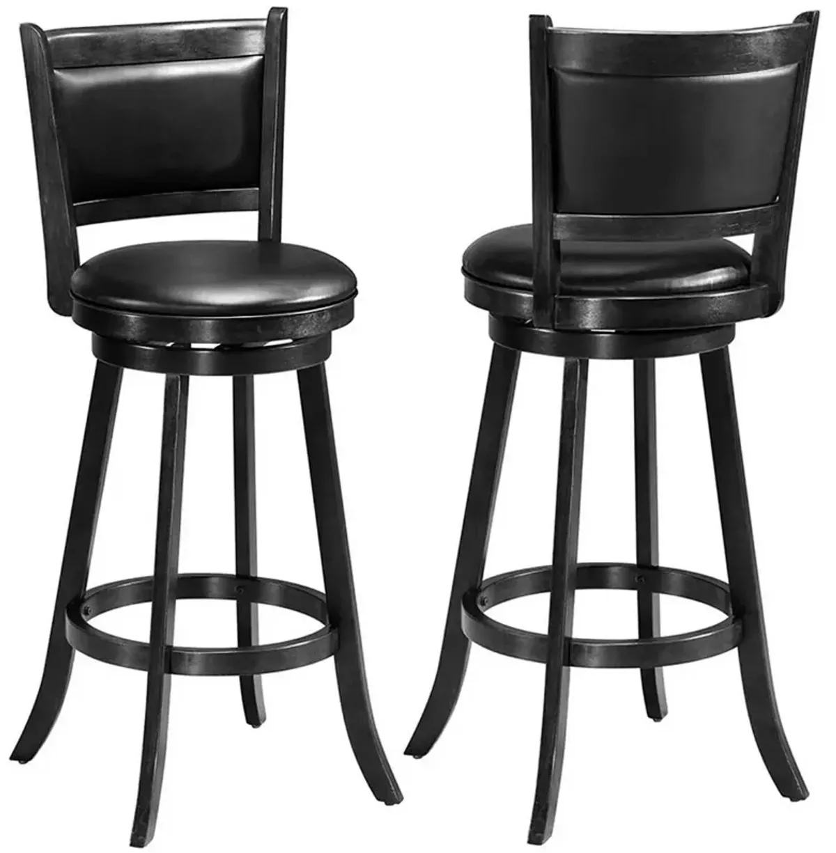 Set of 2 29 Inch Swivel Bar Height Stool Wood Dining Chair Barstool