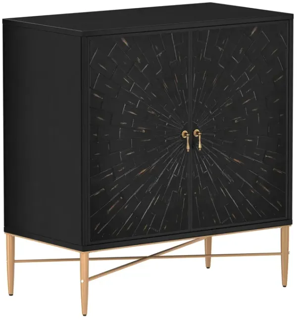 31.6 in. H Vintage Wood Black 2 Door Storage Cabinet