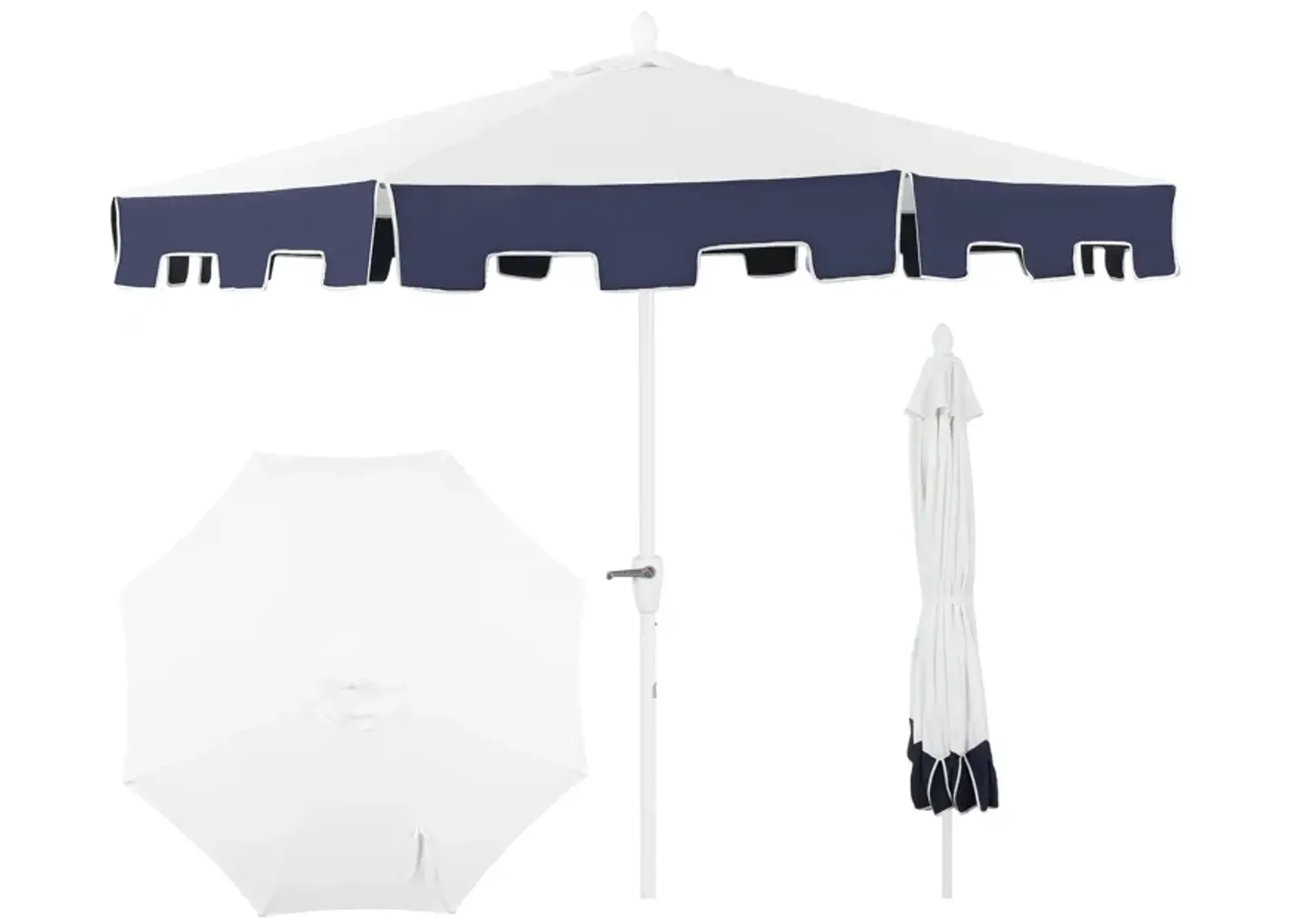 Baiona Classic MidCentury Market Patio Umbrella with UV Protection, Auto-Tilt, Crank and UV Protection