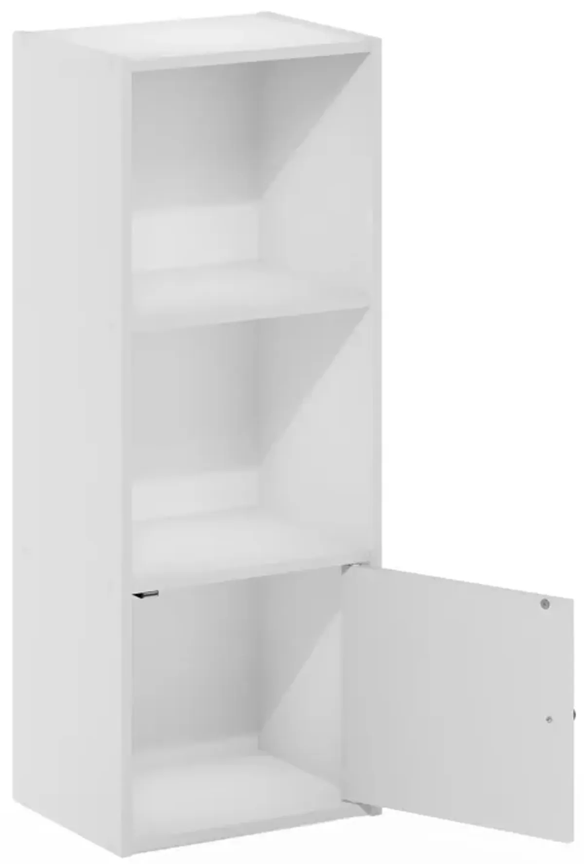 Furinno Luder Shelf Bookcase with 1 Door Storage Cabinet, White