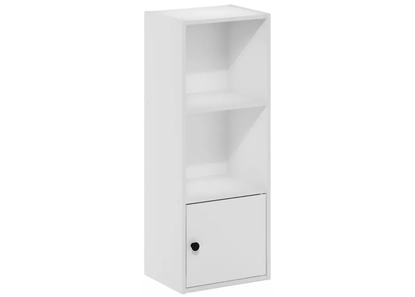 Furinno Luder Shelf Bookcase with 1 Door Storage Cabinet, White