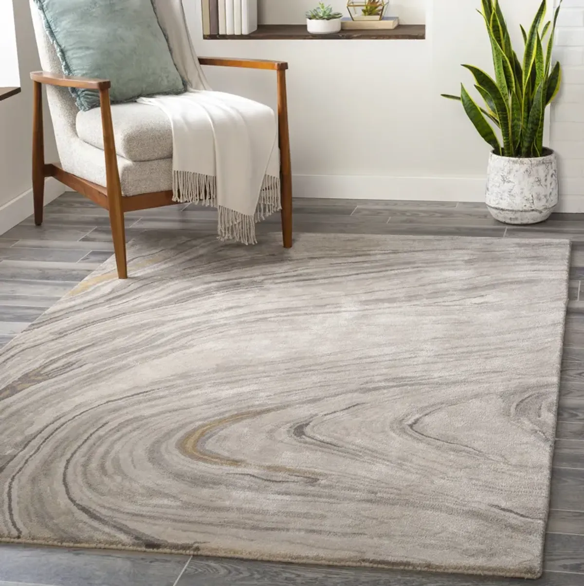 Kavita KVT-2304 8' Round Gray Rug
