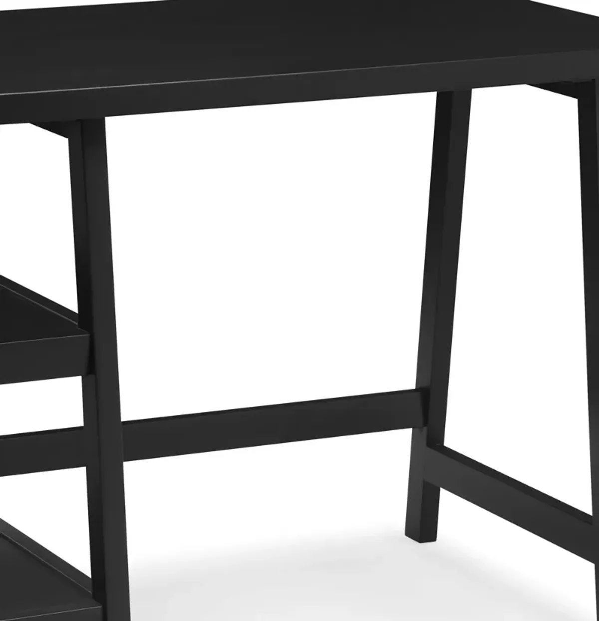 Contemporary Wood Writing Desk with Storage, Black