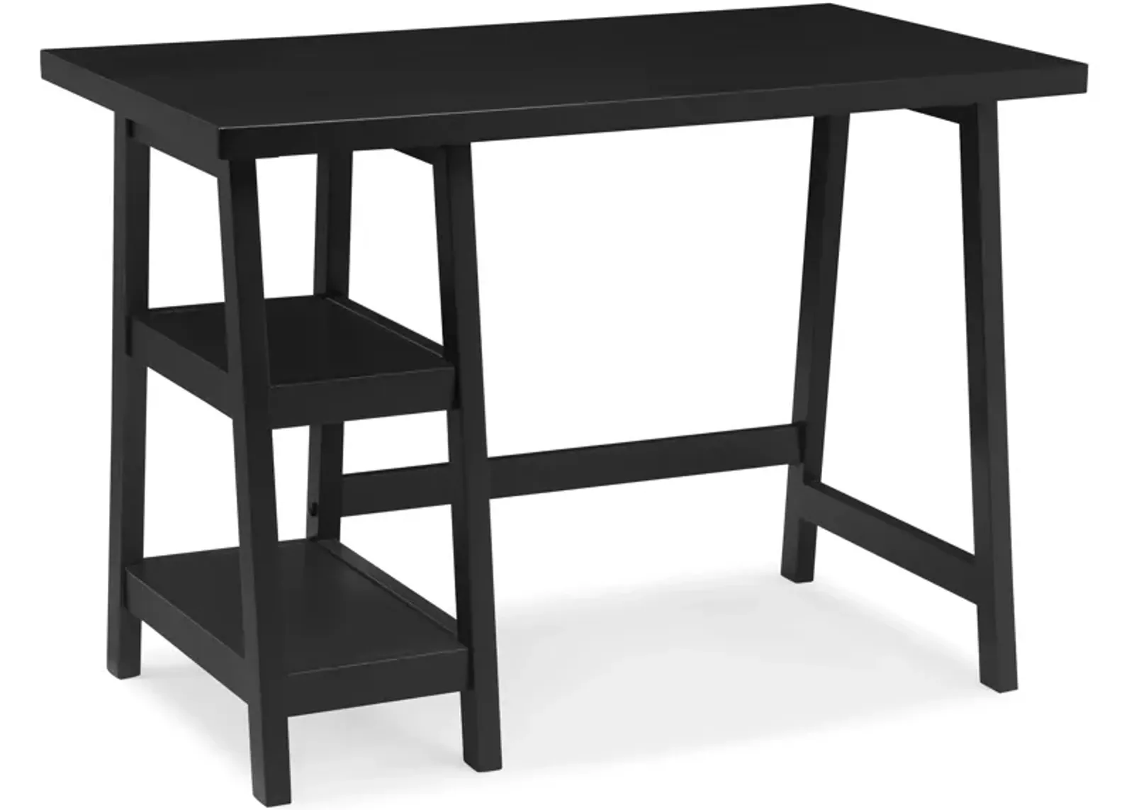 Contemporary Wood Writing Desk with Storage, Black