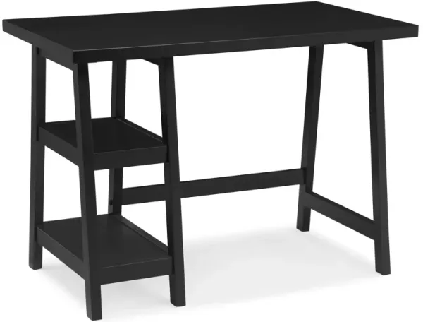 Streamdale Contemporary Wood Writing Desk with Storage, Black